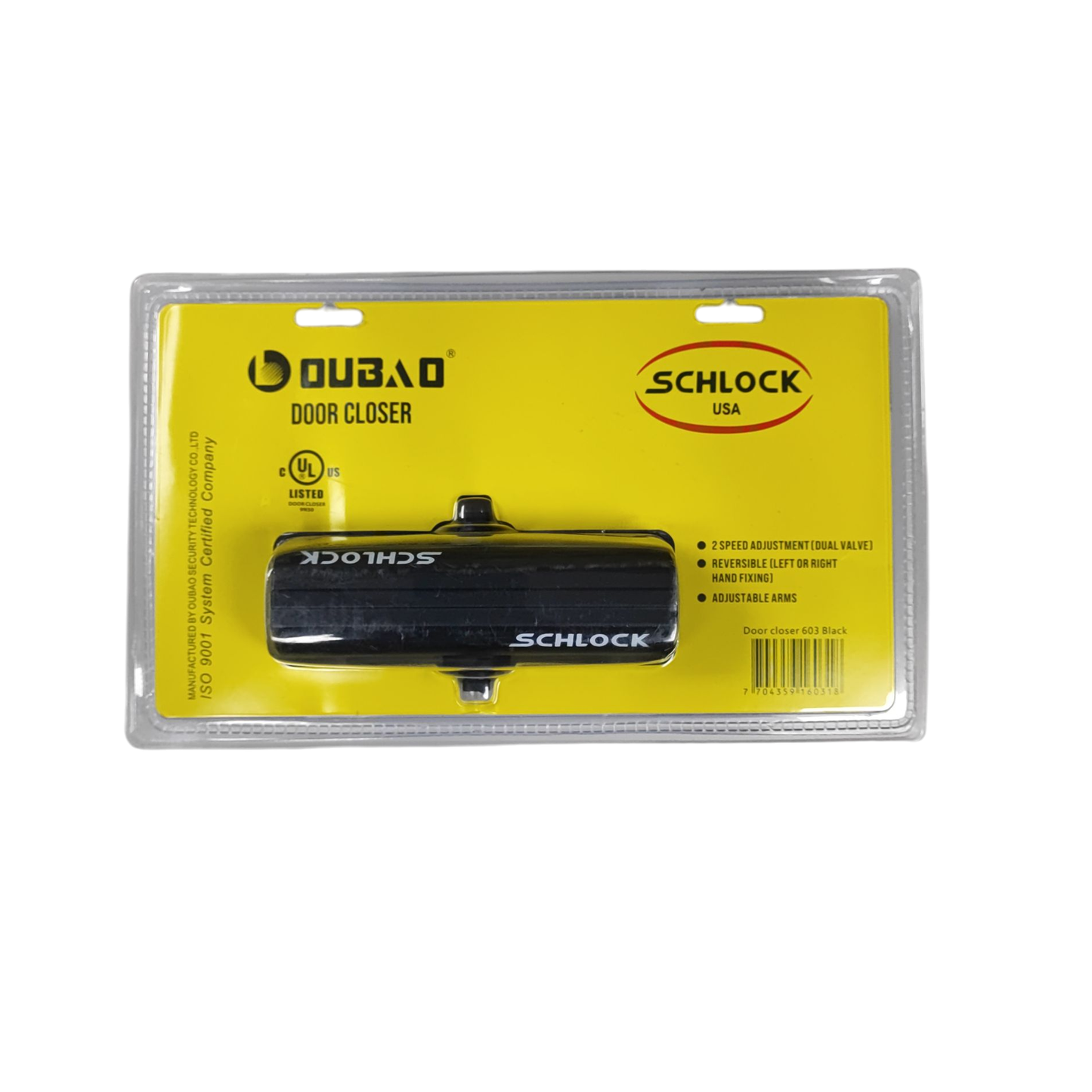 Brazo Hidraulico Schlock (Cierrapuertas) Hasta 60Kg Negro SCH603NE