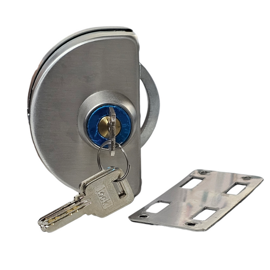 Cerradura Schlock para Puerta de Vidrio Gancho Media Luna y Recibidor - Llave Llave SCH1002SS