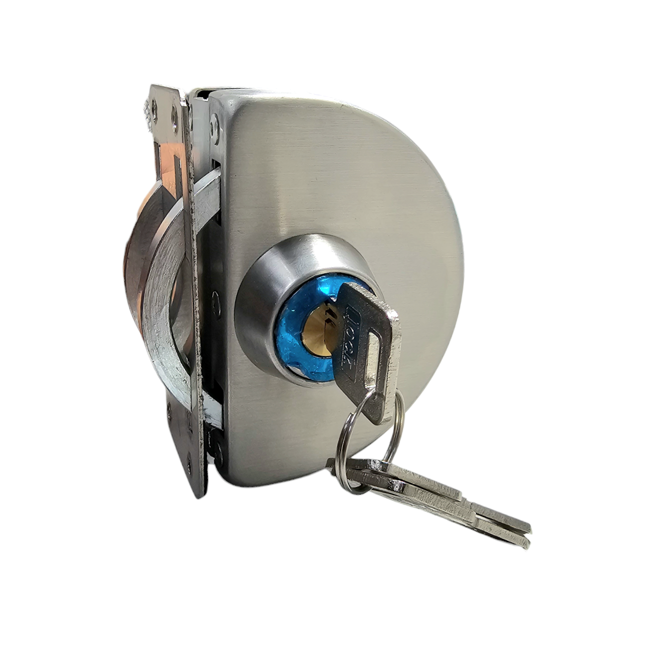 Cerradura Schlock para Puerta de Vidrio Gancho Media Luna y Recibidor - Llave / Mariposa SCH1004SS