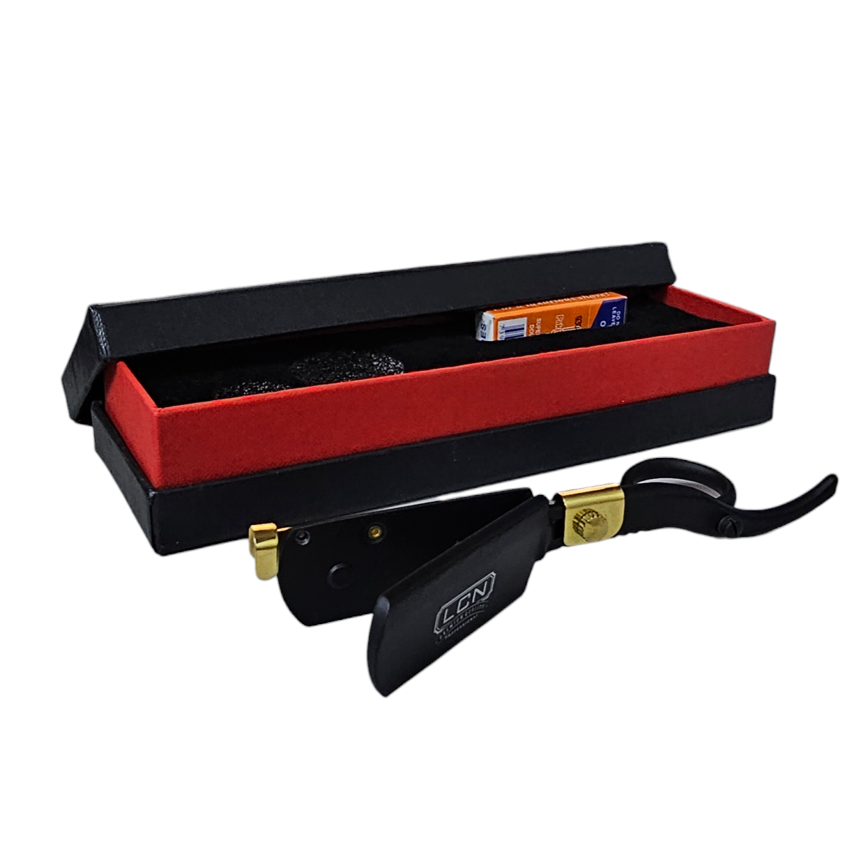 Navaja Super Crystal de Barberia Negra con Hojillas CUN-0003