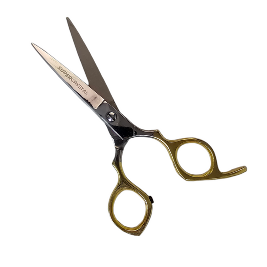 Tijera Super Crystal de Peluqueria 5 Pulgadas Mango Dorado CUT-0007