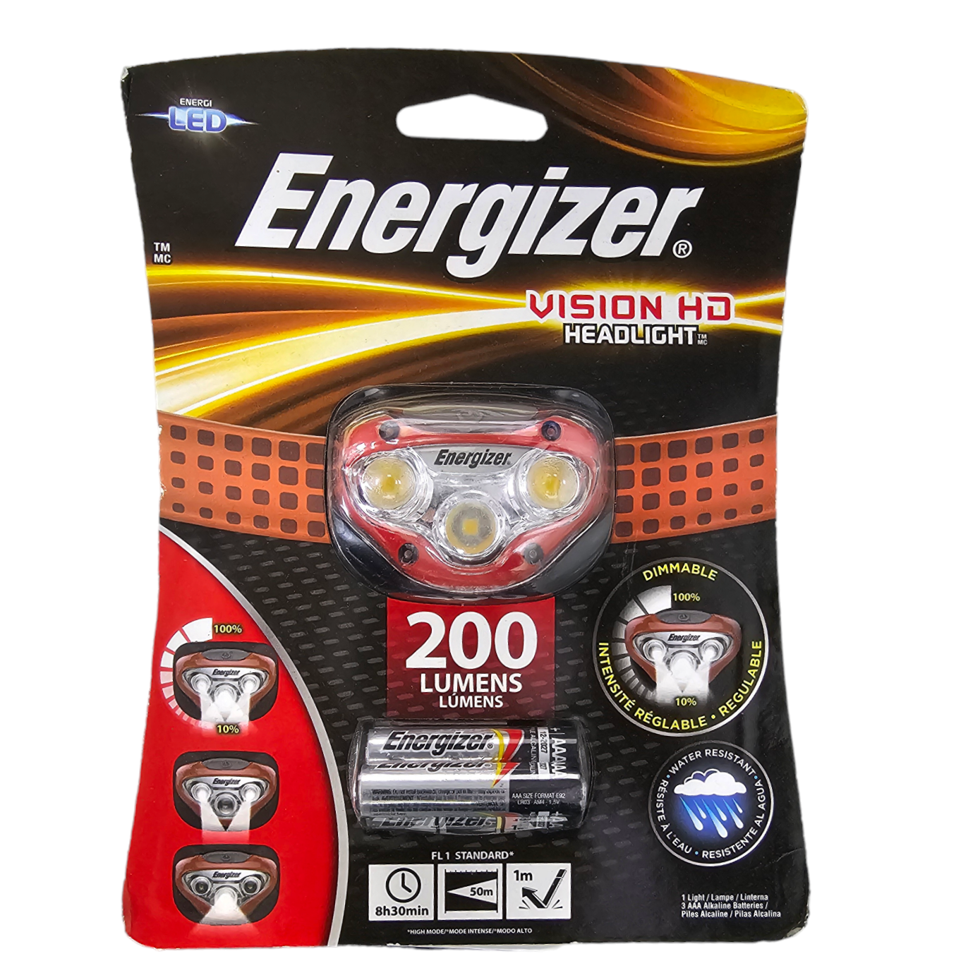 Linterna de Cabeza Energizer Led 200 Lumens, 3 baterias AAA HDB32