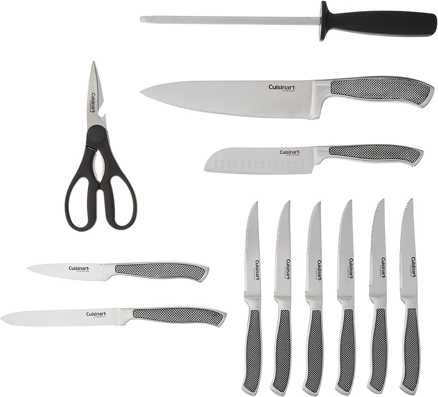 Kit de cuchillos Cuisinart Con Taco o Bloque Mango Estriado - 13 Piezas