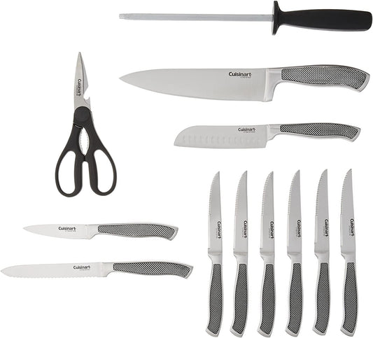 Kit de cuchillos Cuisinart Con Taco o Bloque Mango Estriado - 13 Piezas