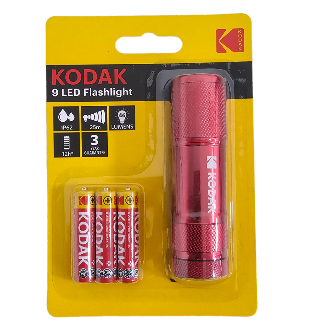 Linterna de Mano Kodak Led Flashlight 9 con Baterias AAA KF-ROJA