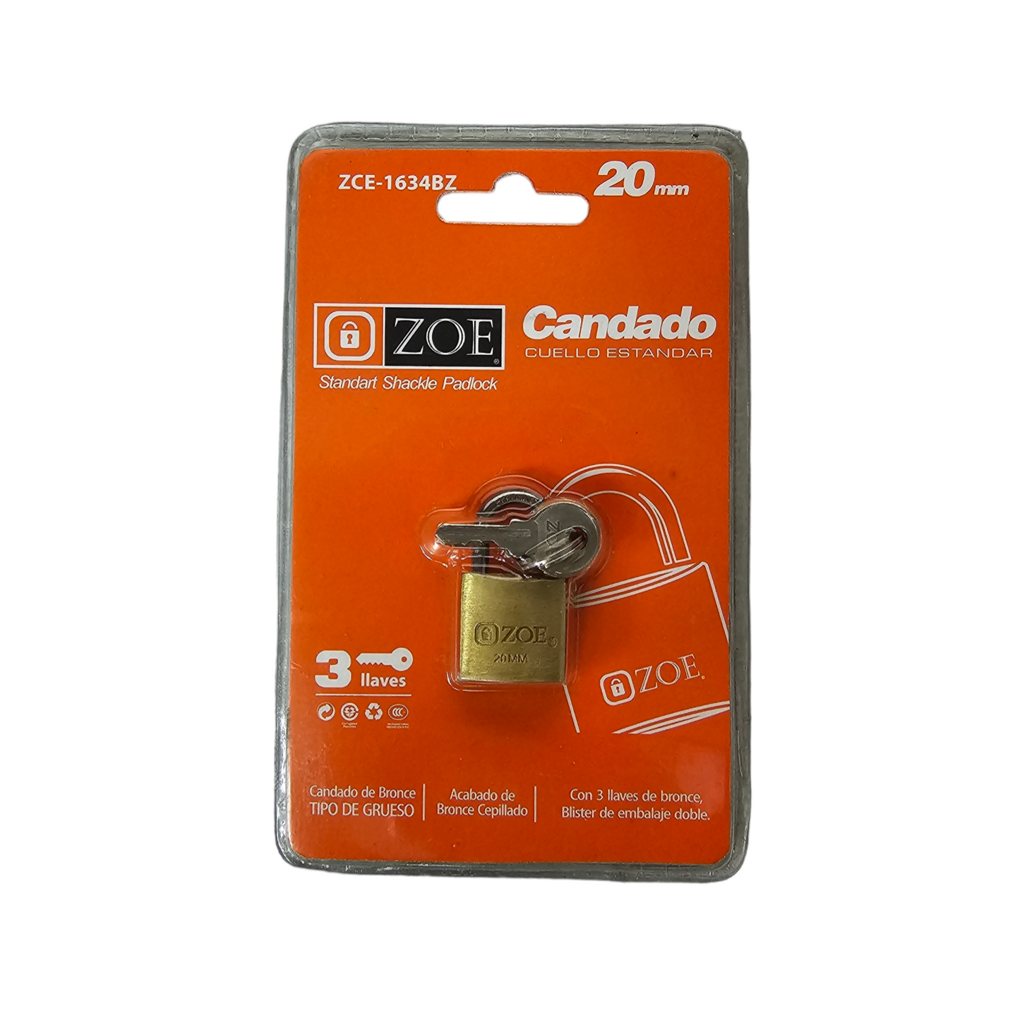Candado Zoe 20mm (Blister) ZCE-1634BZ
