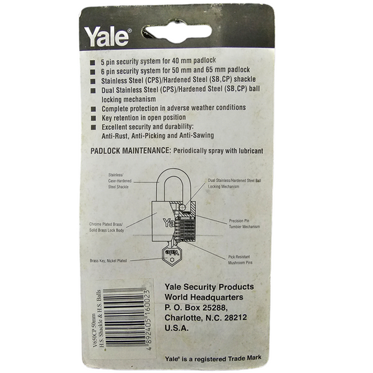 Candado Yale de Arco 50mm (Marino) V650CP