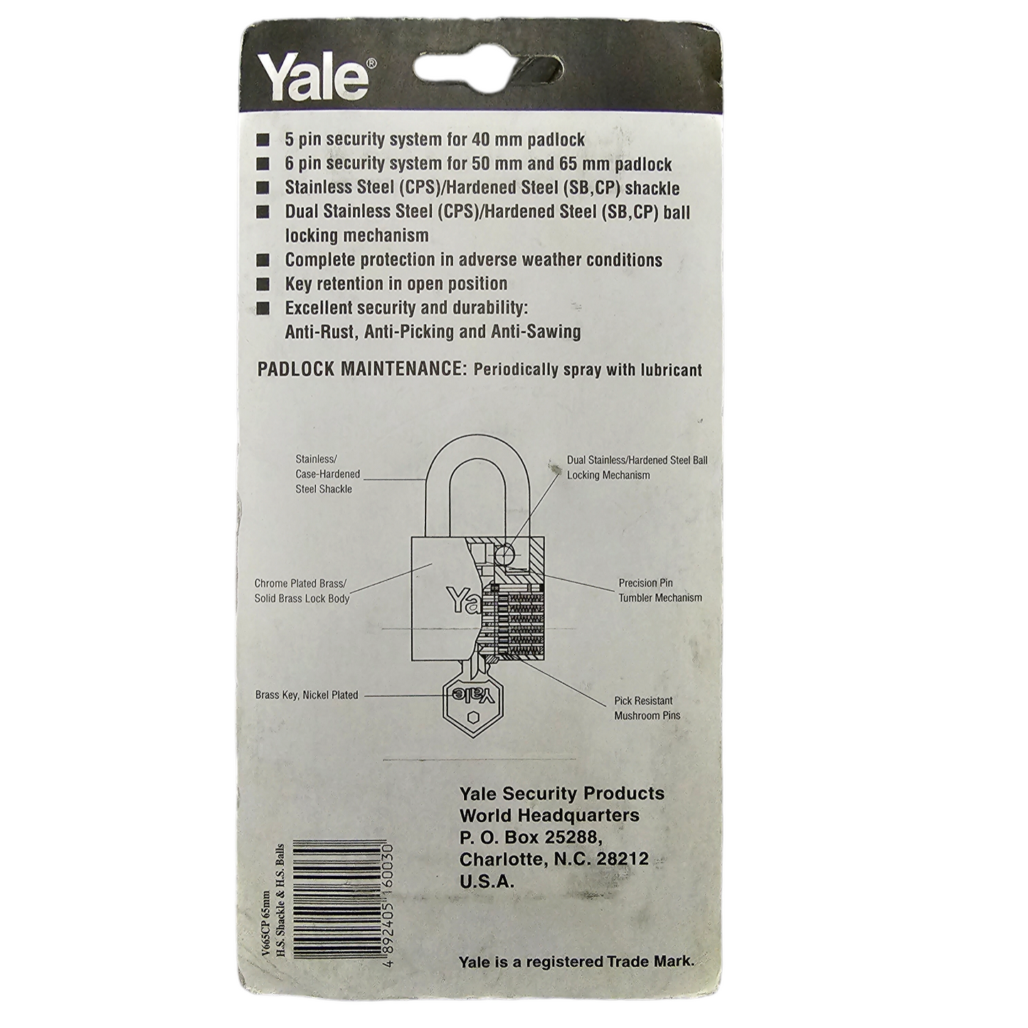 Candado Yale de Arco 65mm (Marino) V665CP