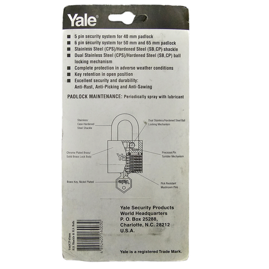 Candado Yale de Arco 65mm (Marino) V665CP