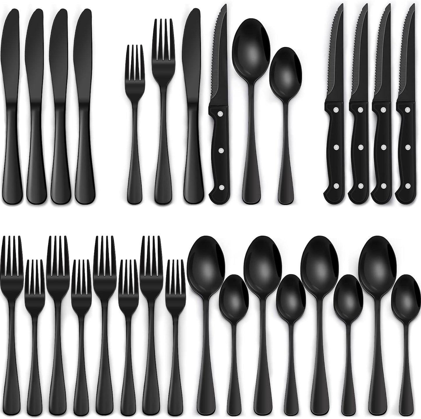 Kit de Cubiertos Acero Inoxidable Negros