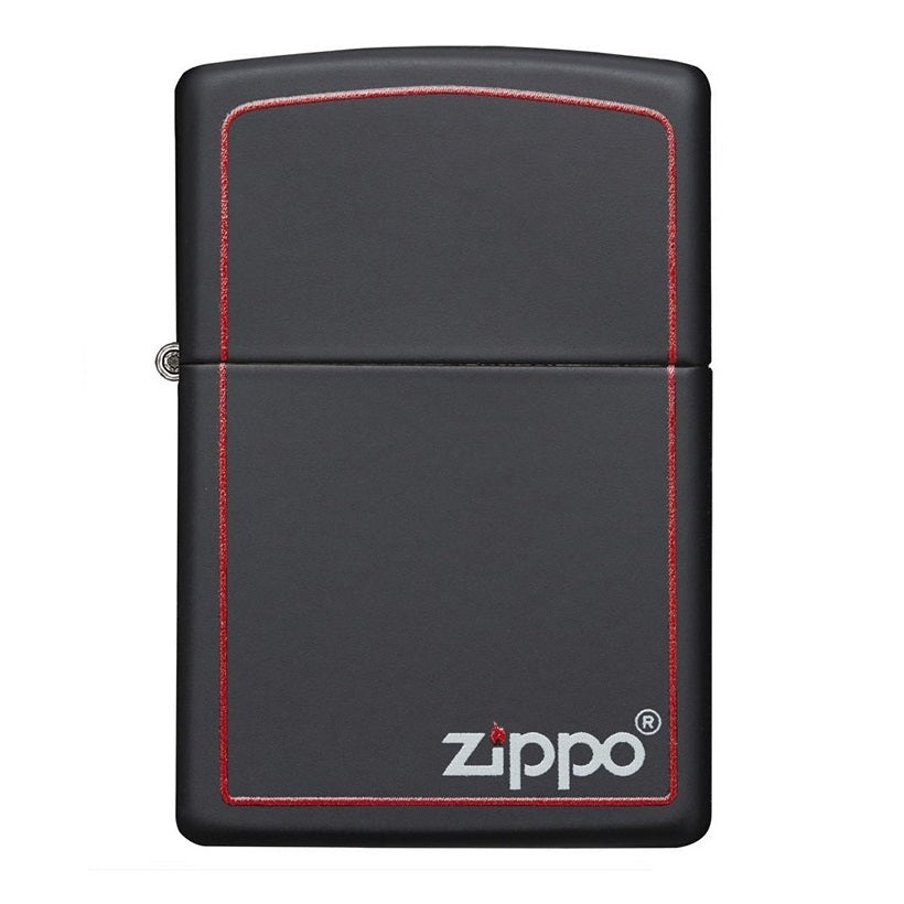 Encendedor Zippo Negro con Marco Rojo