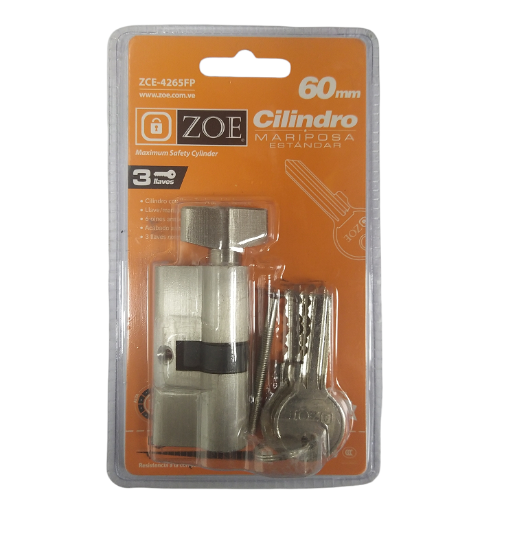 Cilindro Zoe 60mm (Pomo Llave) ZCE-4265FP