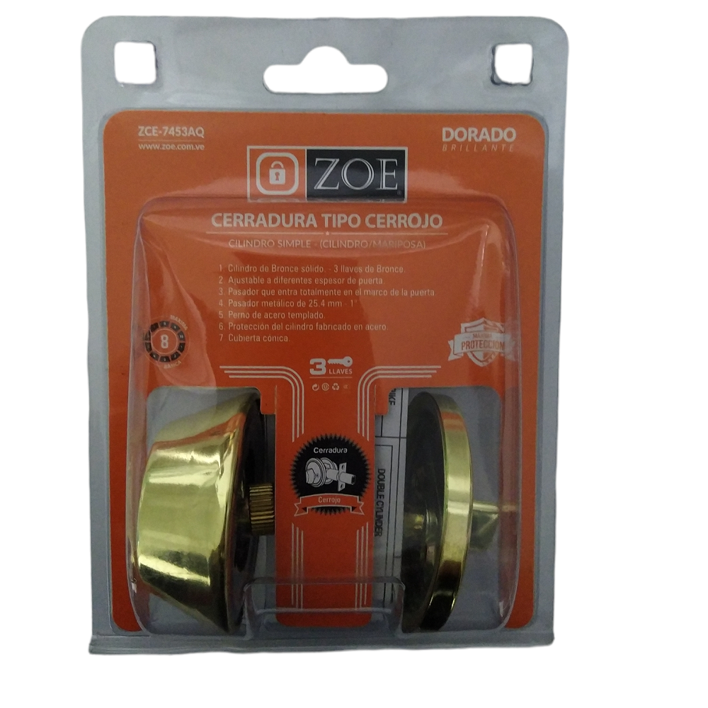 Cerrojo Zoe Llave - Mariposa / Perilla ZCE-7453AQ