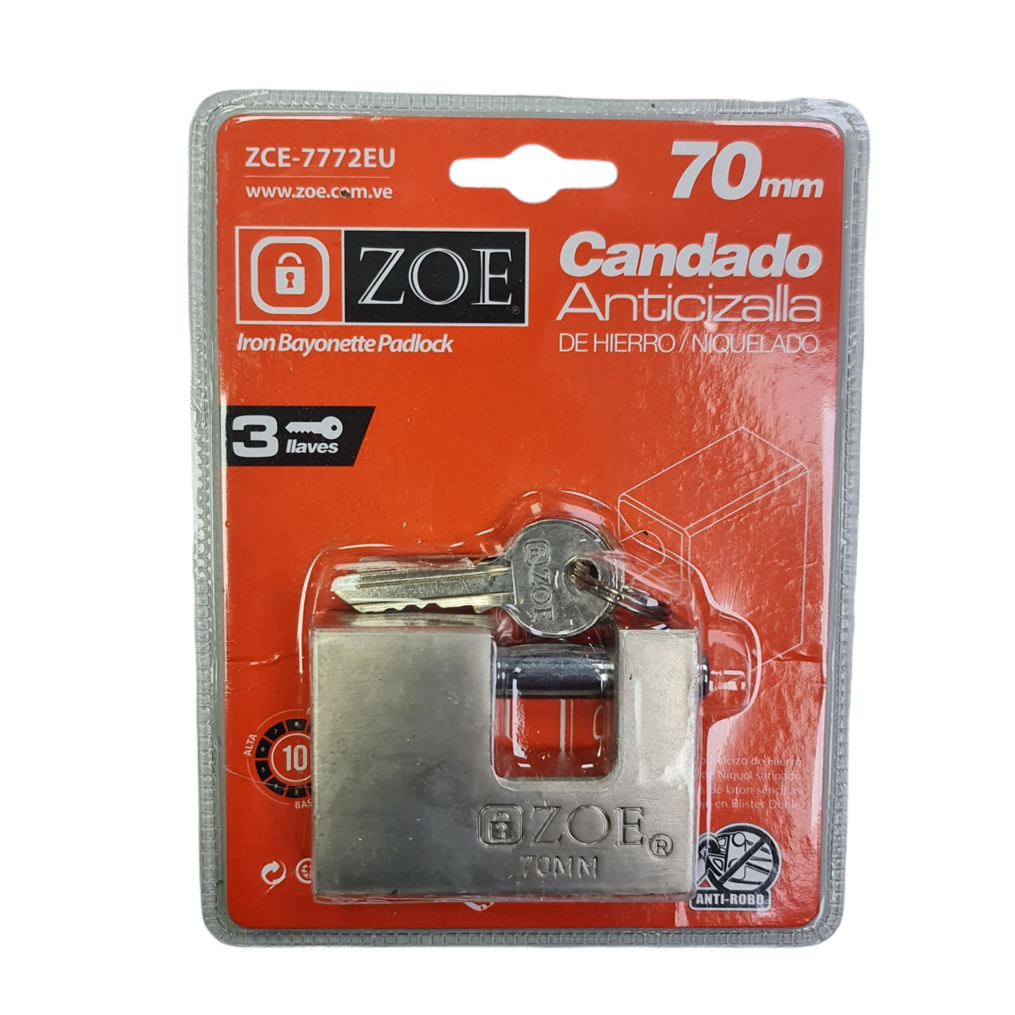 Candado Zoe Anticizalla 70mm (Hierro Niquelado) ZCE-7772EU