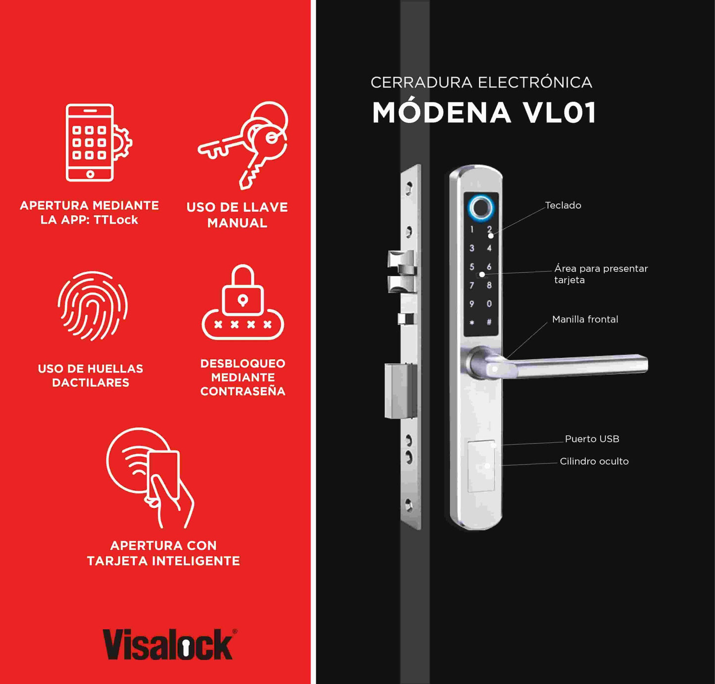 Cerradura Visalock Electronica Modena VL01
