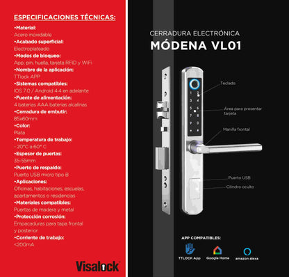 Cerradura Visalock Electronica Modena VL01