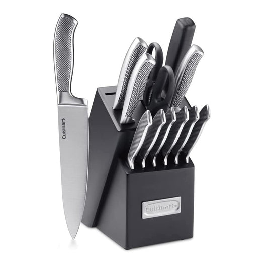 Kit de cuchillos Cuisinart Con Taco o Bloque Mango Estriado - 13 Piezas