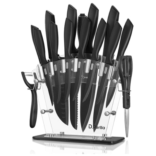 Kit de Cuchillos D. Perlla con Soporte Acrilico Negros