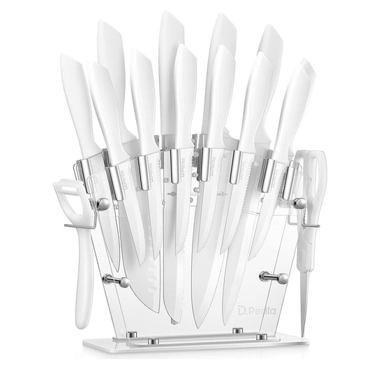 Kit de Cuchillos D. Perlla con Soporte Acrilico Blancos