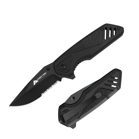 Navaja Retractil Ozark Trail de 7 Pulgadas Negra con Clip para Bolsillo T2208Q3-07