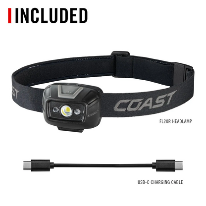 Linterna Frontal Coast FL20R Negra 430 Lumenes