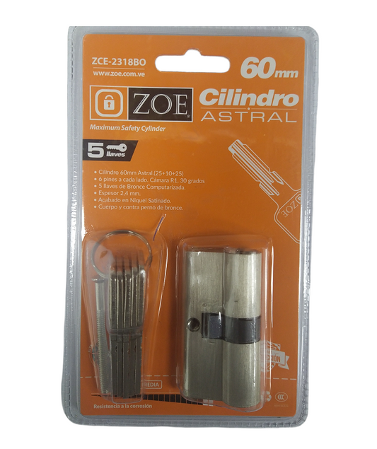 Cilindro Zoe de Seguridad Tipo Astral