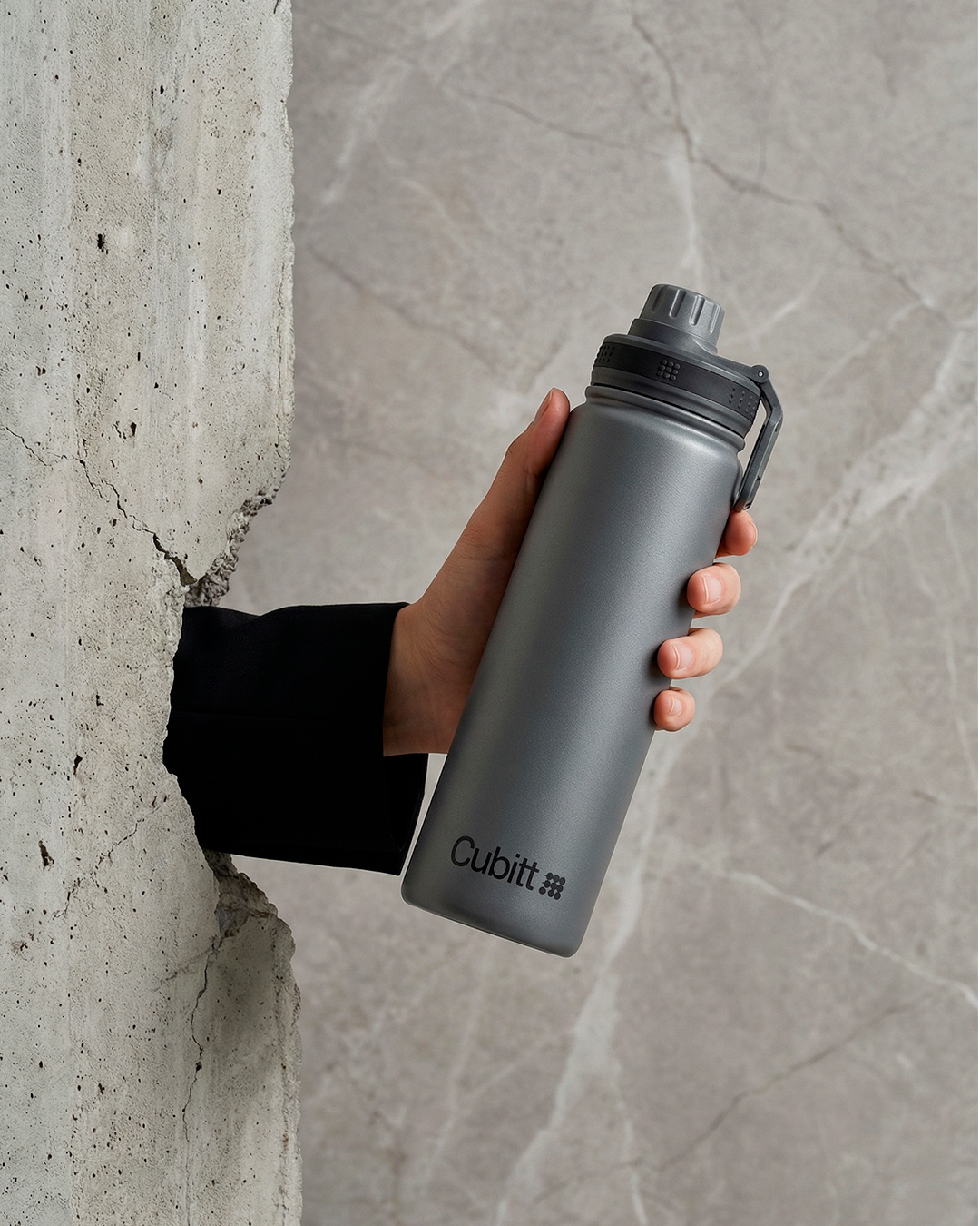 Envase Termico Cubitt Hydro Bottle Concrete Gris 24 oz 709ml