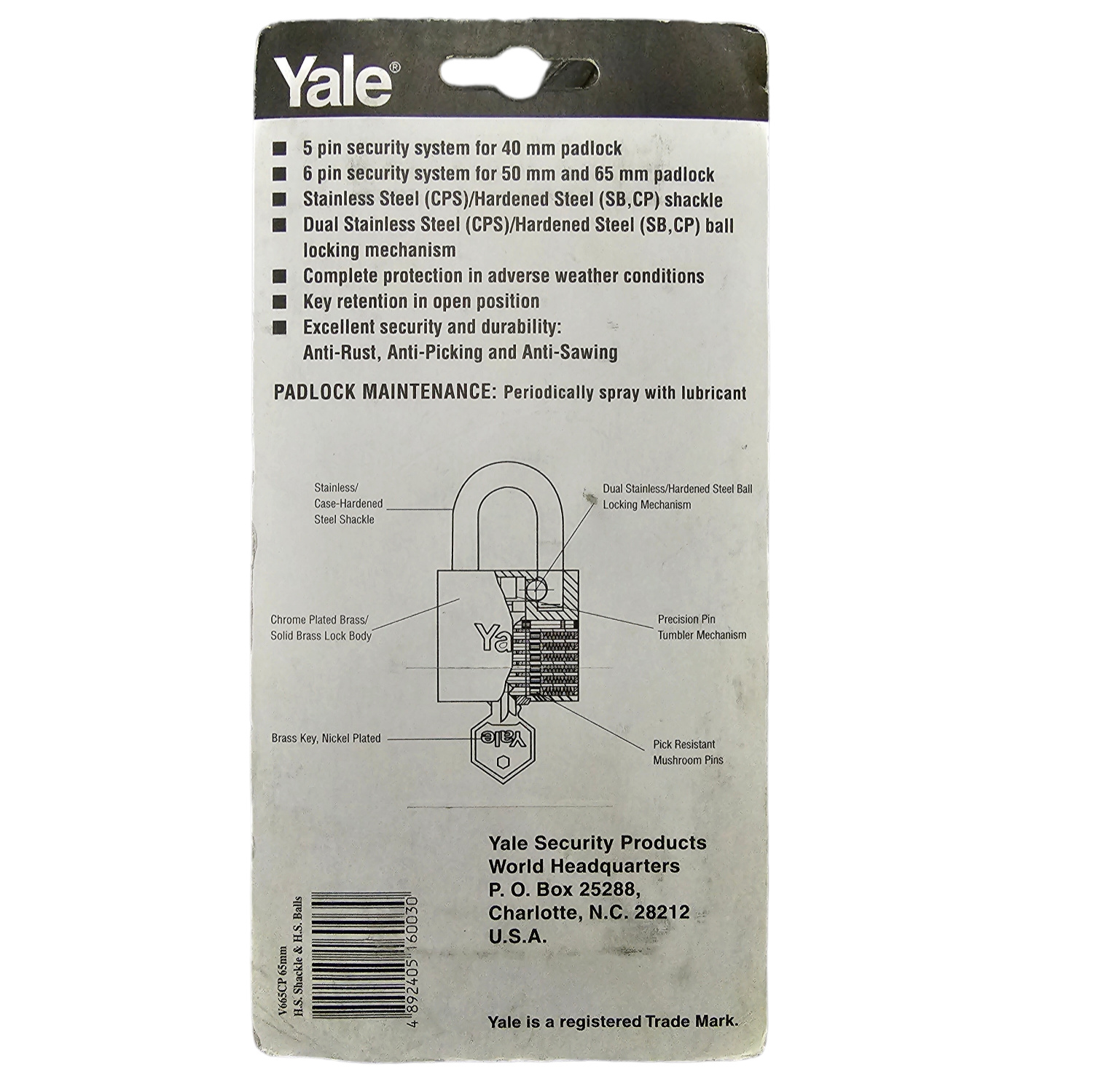 Candado Yale de Arco 65mm (Marino)