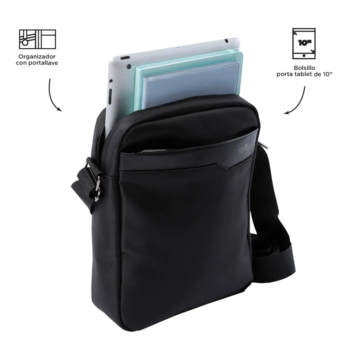 Bolso Totto Cruzado Kano Negro