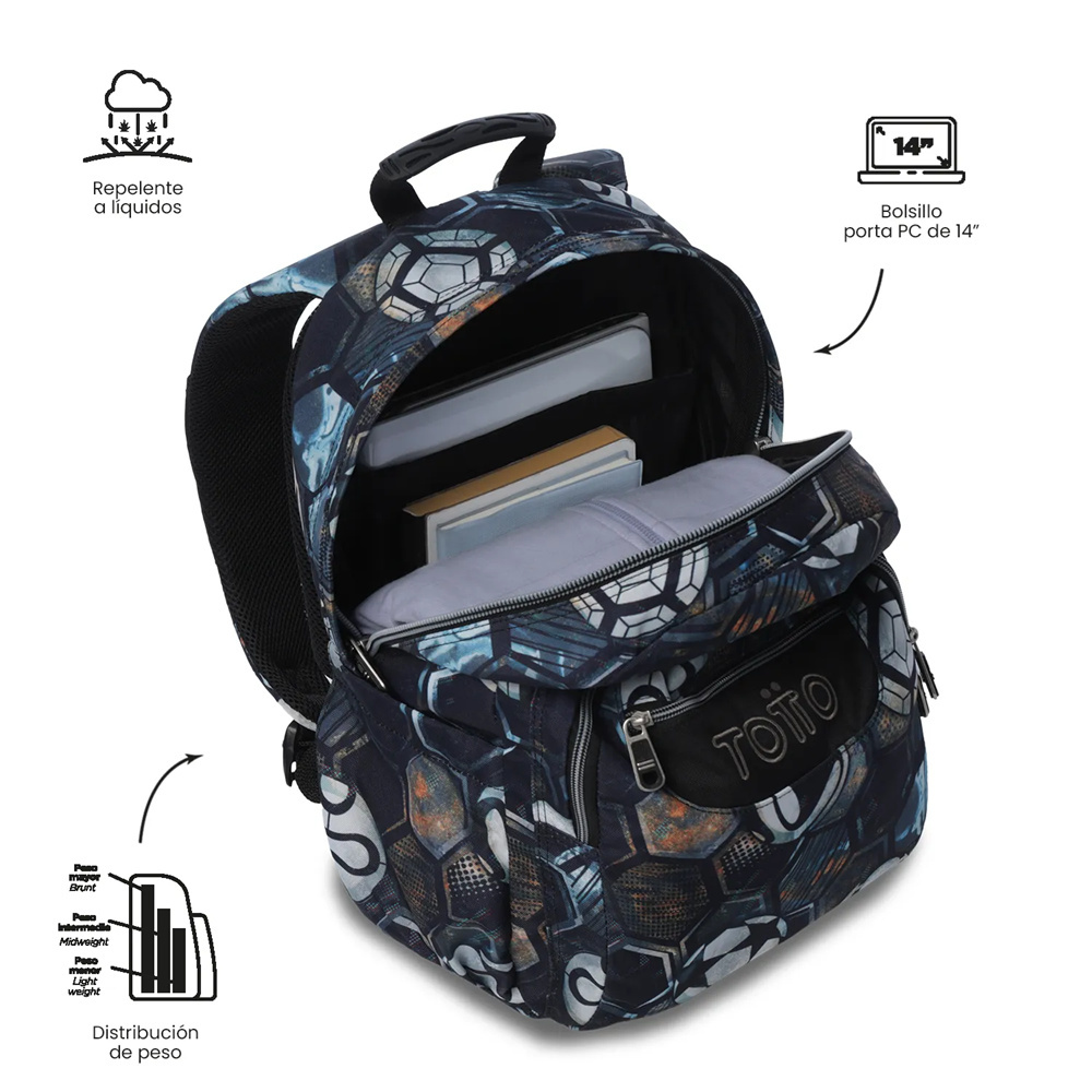 Bolso Totto Acuareles Kids Morral Negro