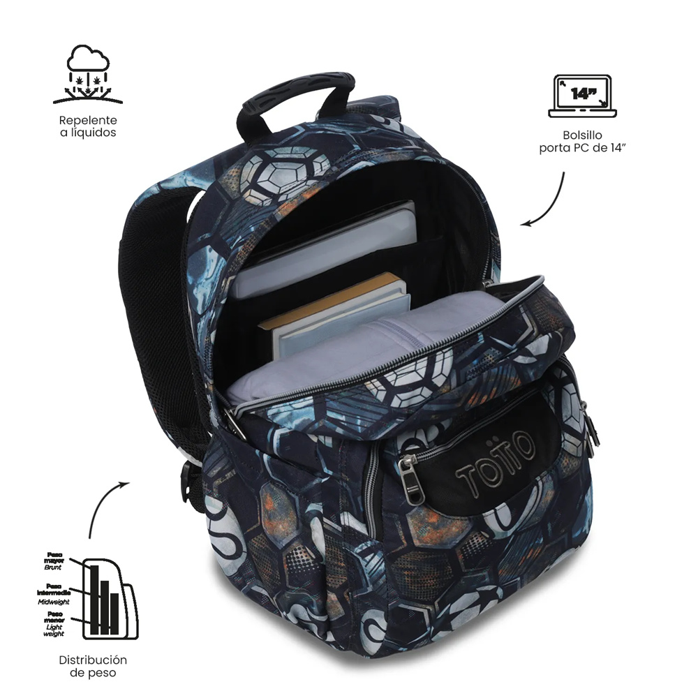 Bolso Totto Acuareles Kids Morral Negro
