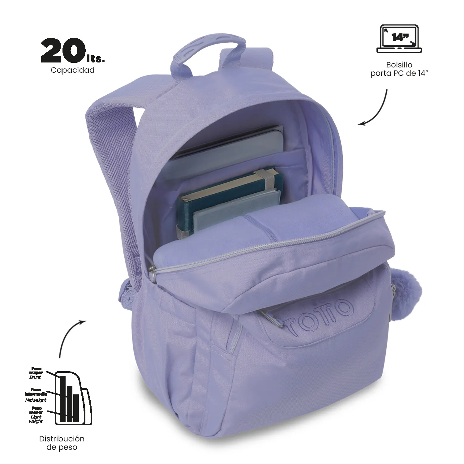 Bolso Totto Acuarela Morral Lila