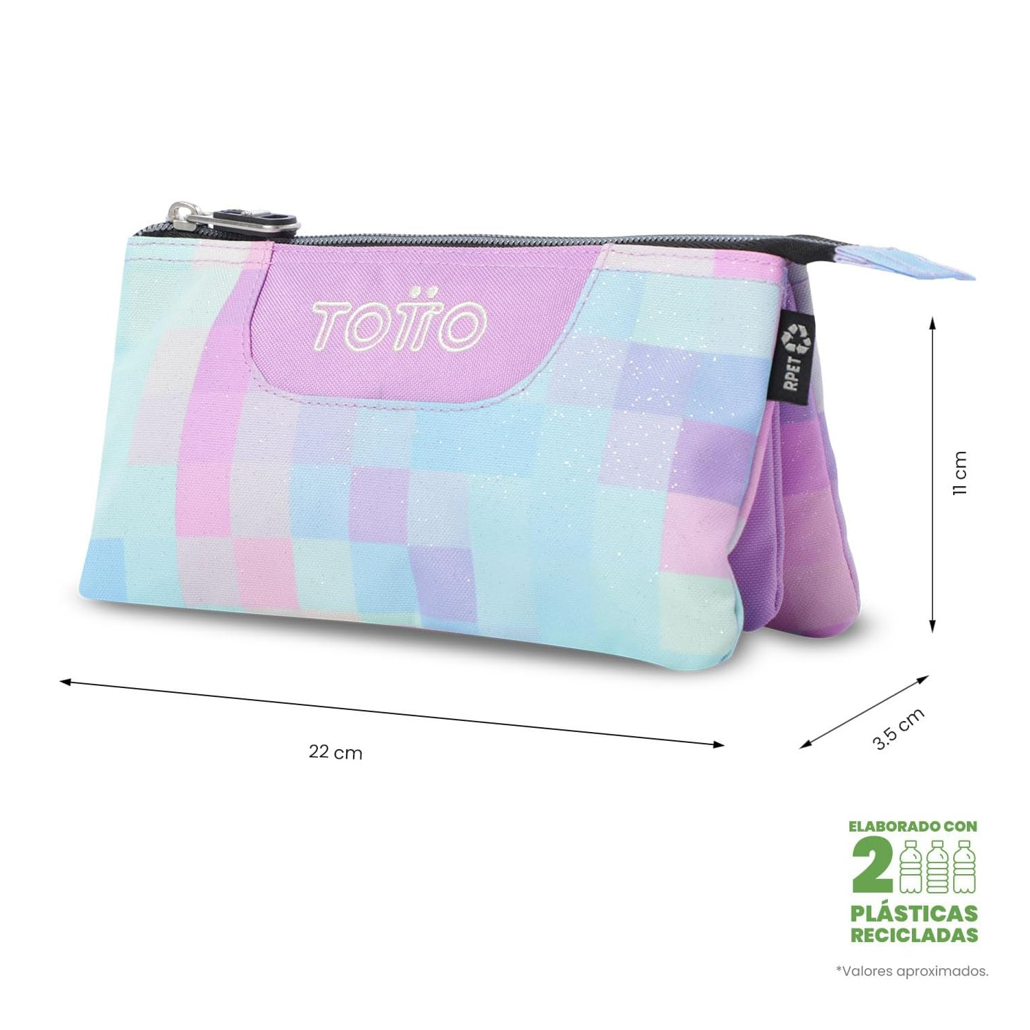 Cartuchera Multiusos Totto Glitter Violeta-Azul