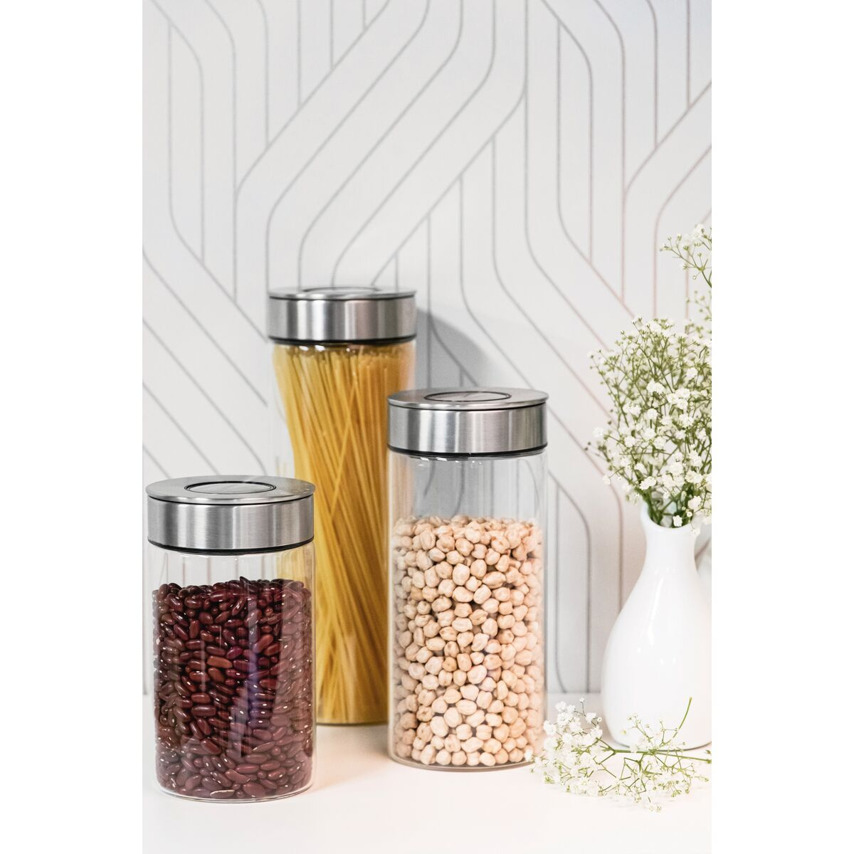 Envase de Vidrio Tramontina con Tapa de Acero Inoxidable 1.4Lts