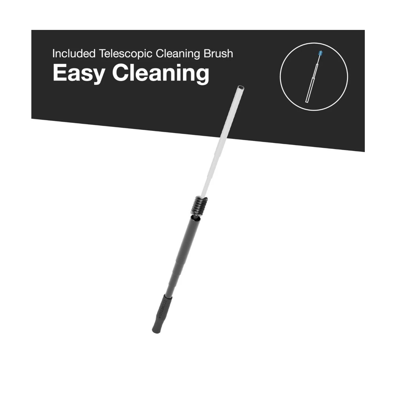 Set de PItillo Ecovessel Quickstraw Telescopic Straw Negro