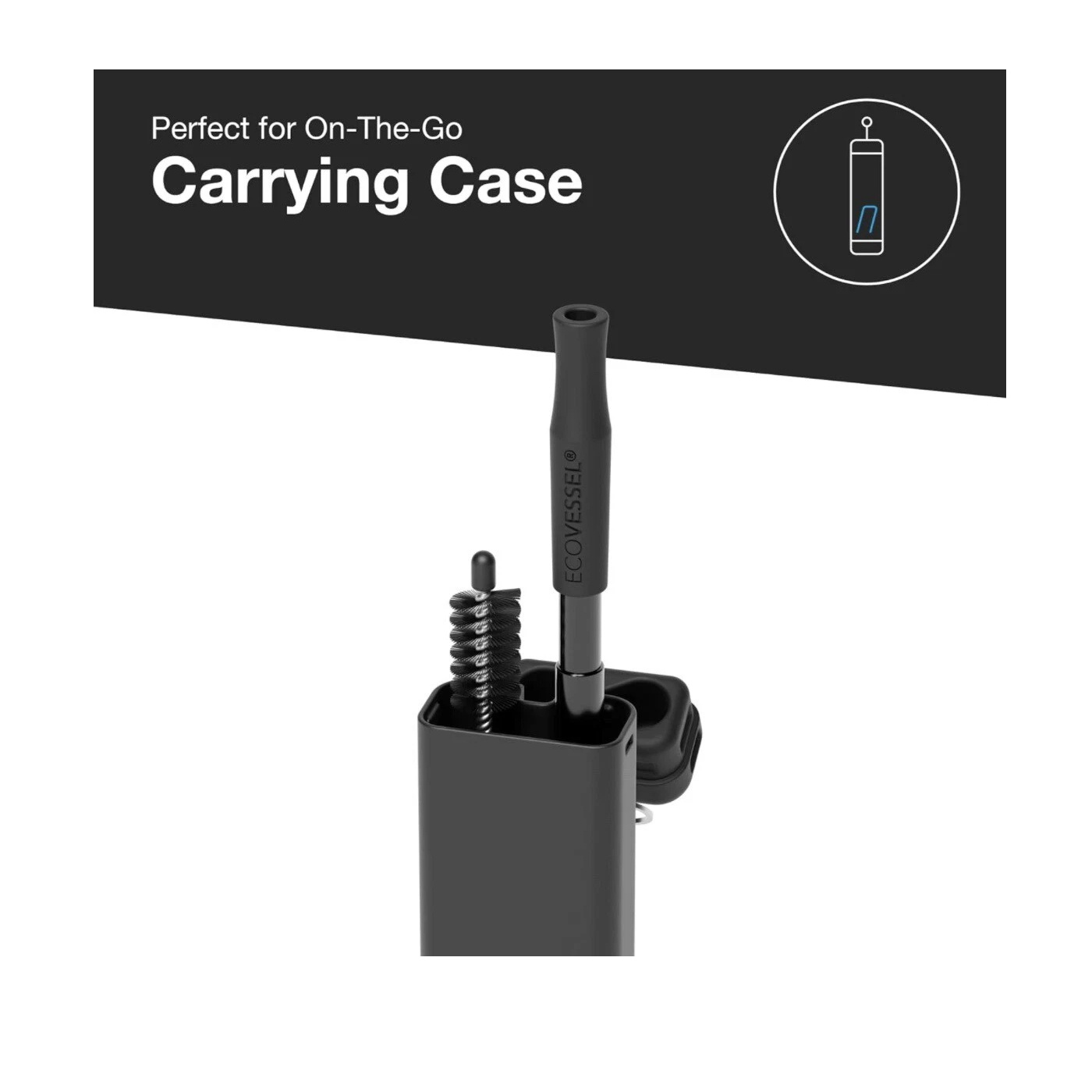 Set de PItillo Ecovessel Quickstraw Telescopic Straw Negro