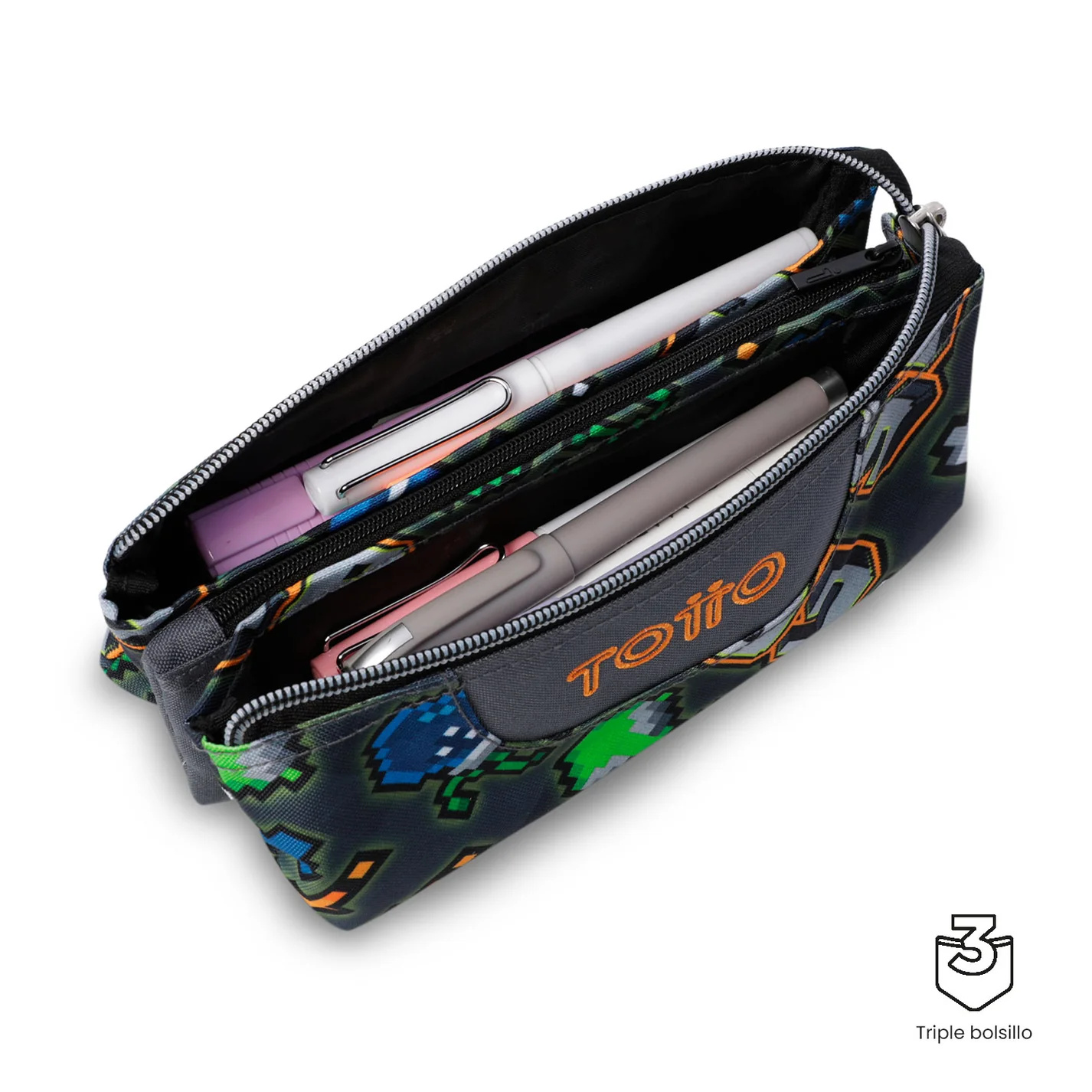 Cartuchera  Escolar 3 Compartimentos, Modelo Tablero