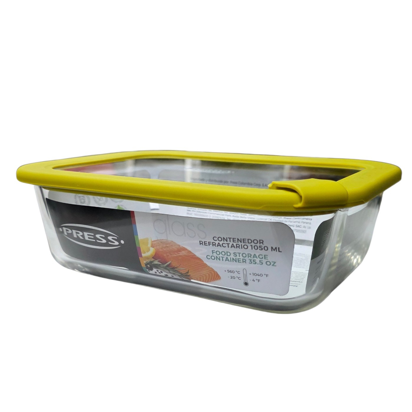 Envase Press de Vidrio Hermetico 1050ml Con bordes De Silicon