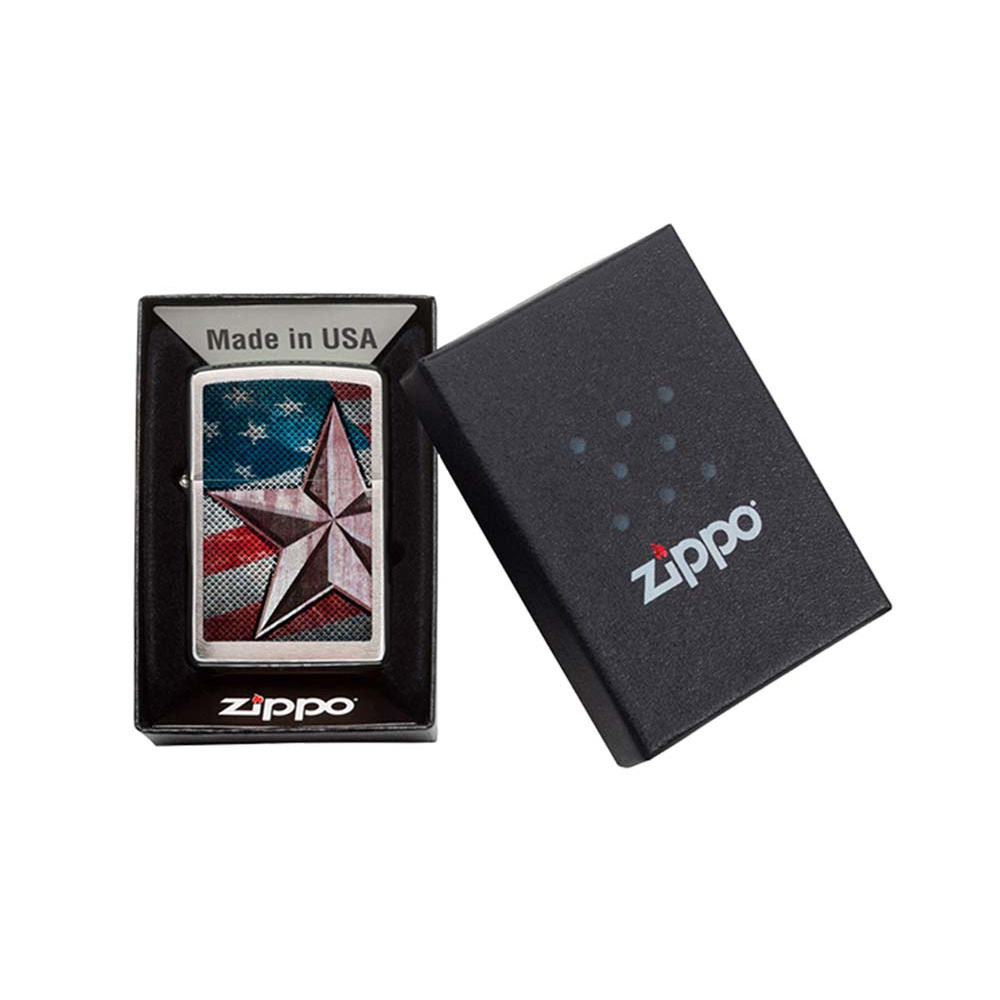 Encendedor Zippo Estrella Retro con Bandera U.S.A