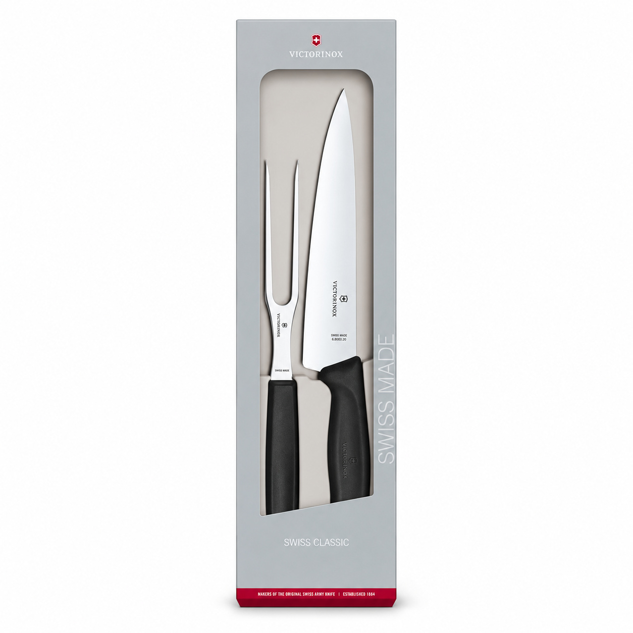 Set Victorinox Parrillero Swiss Classic de Cuchillo y Tenedor Trinchante en Caja De Regalo