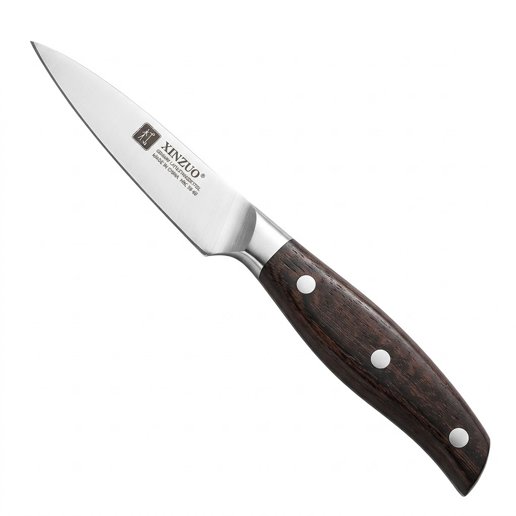 Cuchillo Profesional Xinzuo Puntilla 3.5 Pulgadas Mango Madera Sandalo Rojo