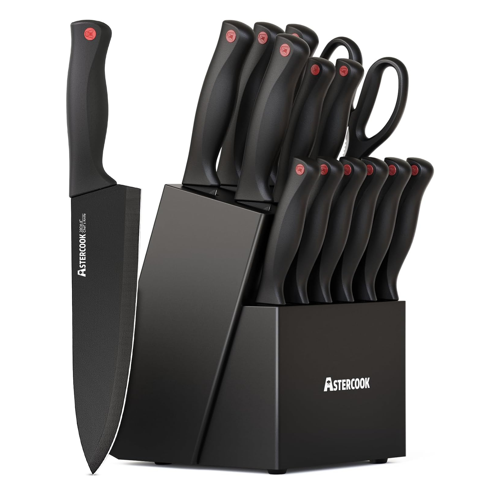Kit de Cuchillos Astercook con Taco o Bloque 15 Piezas