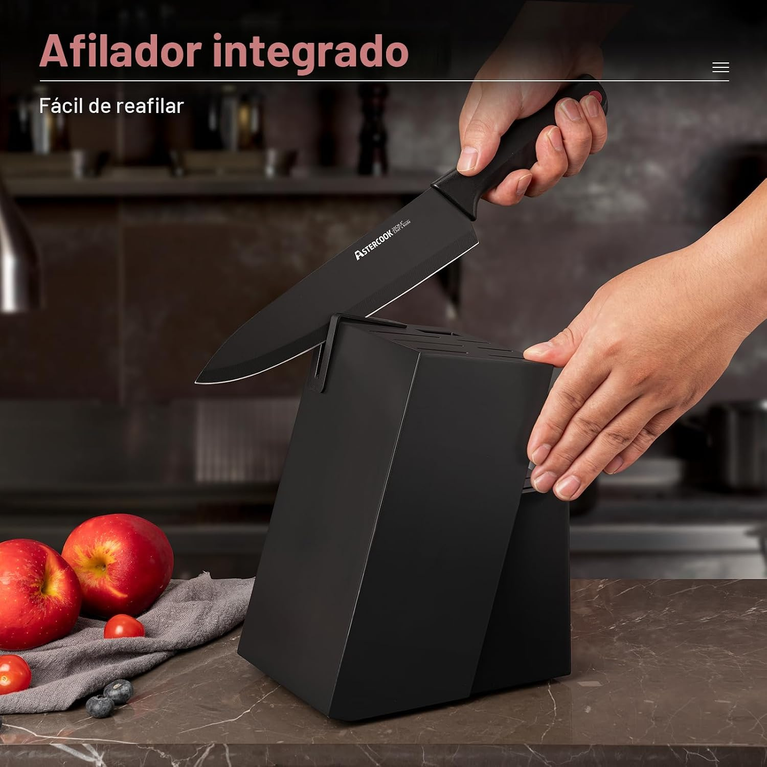 Kit de Cuchillos Astercook con Taco o Bloque 15 Piezas