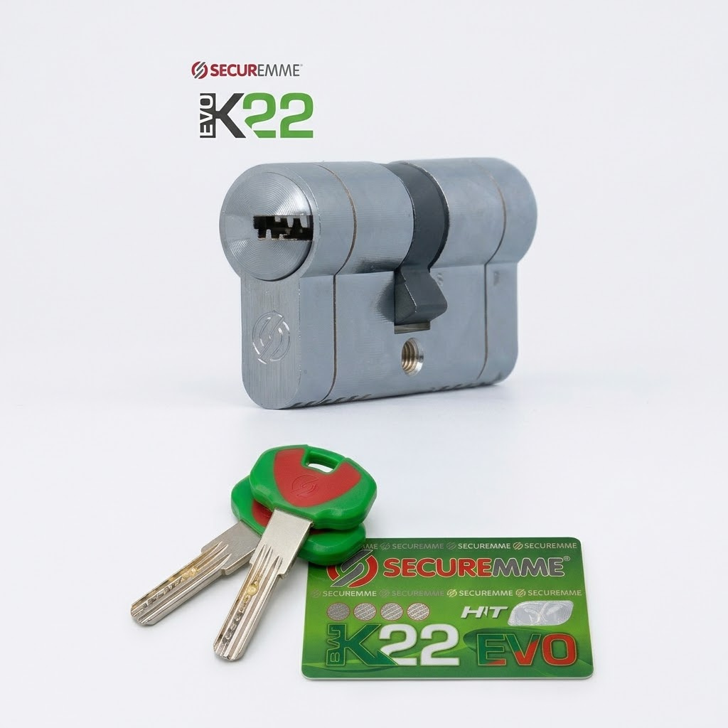 Cilindro Securemme K22 EVO 60mm con Llaves de Seguridad