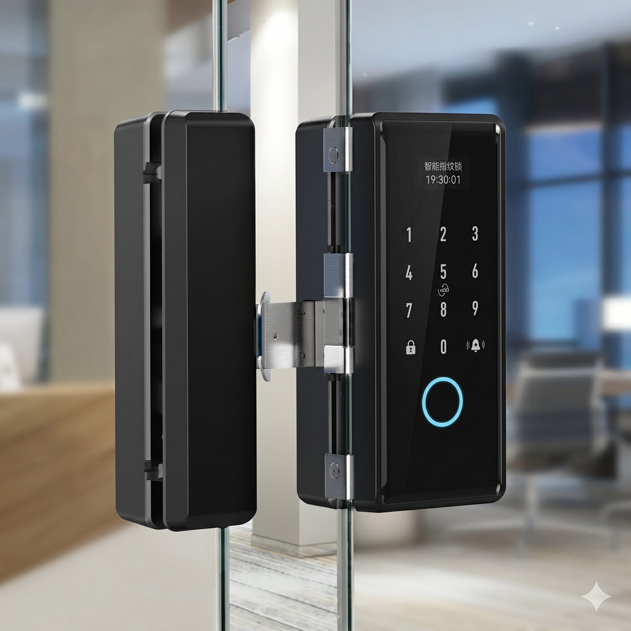 Cerradura Schlock Electronica B500BL Para Puerta de Vidrio Negra con Huella, Clave