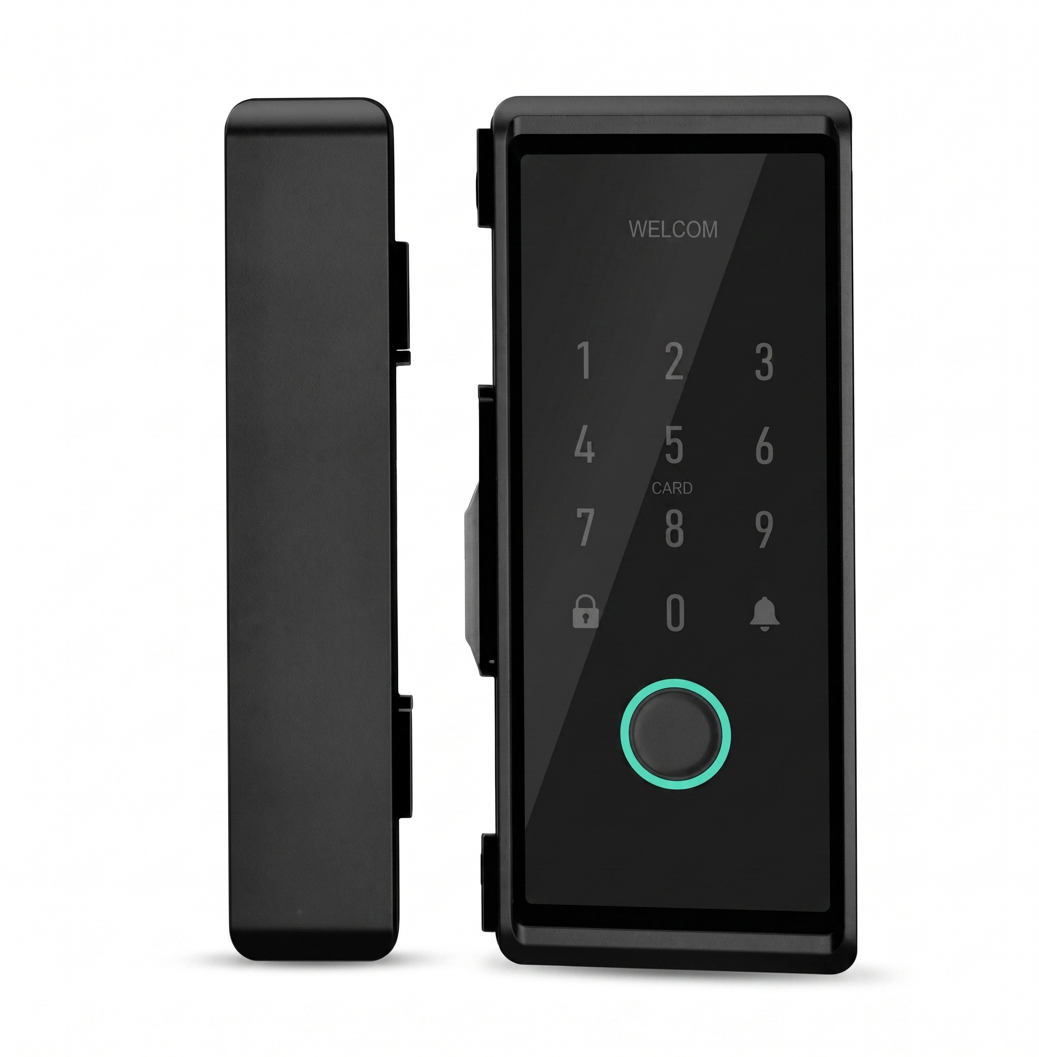 Cerradura Schlock Electronica B500BL Para Puerta de Vidrio Negra con Huella, Clave